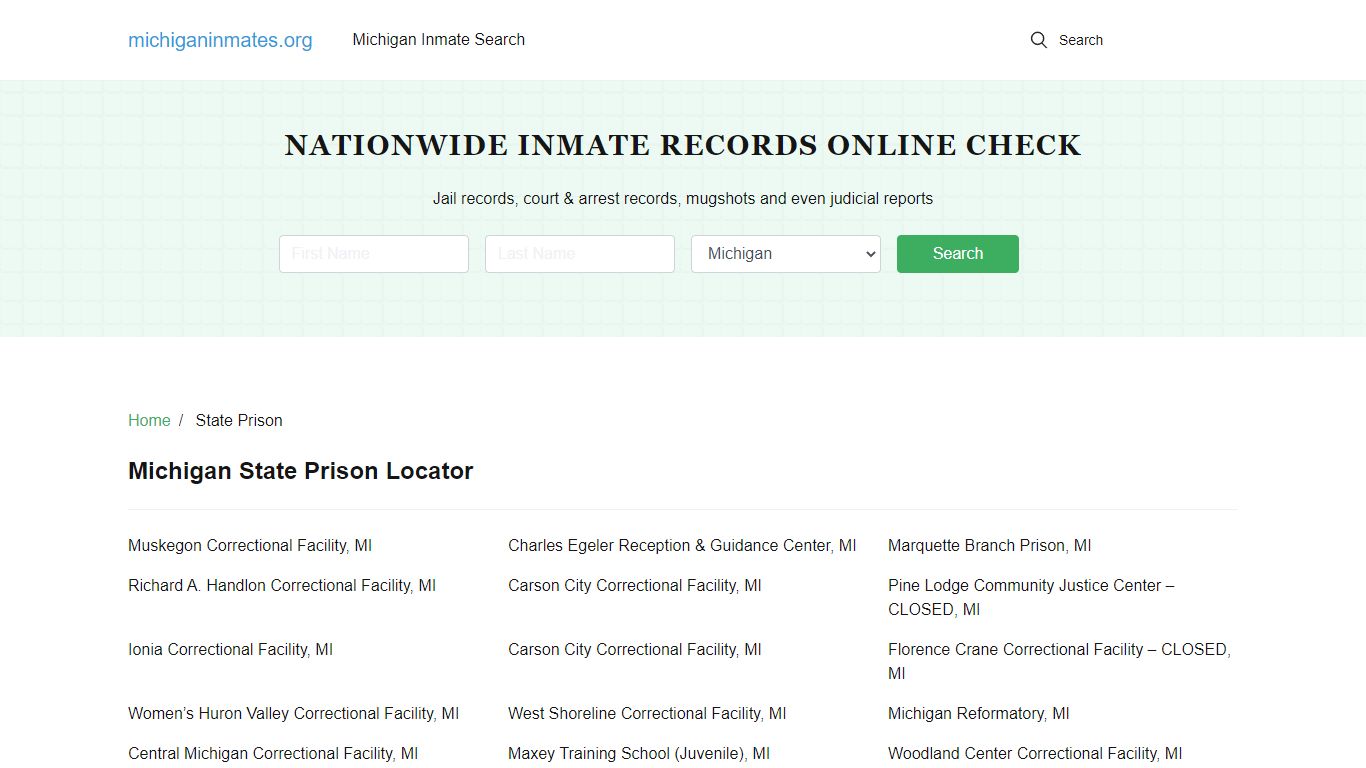 Michigan State Prison Inmate Search | Free Inmate Lookup